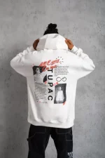 Erkek Ön Arka Baskılı Kapşonlu Sweat - Görsel 3