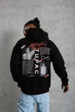 Erkek Ön Arka Baskılı Kapşonlu Sweat - Görsel 2