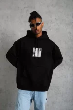 Erkek Ön Arka Baskılı Kapşonlu Sweat - Görsel 3