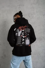 Erkek Ön Arka Baskılı Kapşonlu Sweat - Görsel 4