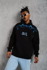 Erkek Yıldırım Baskılı Kapşonlu Sweat - Görsel 2