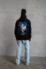 Erkek Yıldırım Baskılı Kapşonlu Sweat - Görsel 3