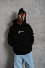 Erkek Baskılı Kapüşonlu Ve Kanguru Cepli Sweat - Görsel 2