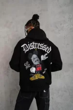 Erkek Üç İplik Baskılı Kapüşonlu Sweat