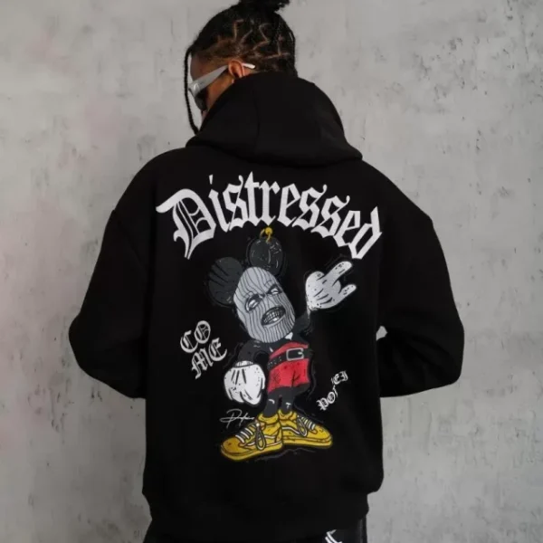 Erkek Üç İplik Baskılı Kapüşonlu Sweat