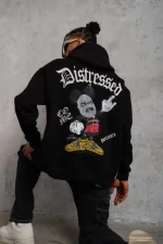 Erkek Üç İplik Baskılı Kapüşonlu Sweat - Görsel 2