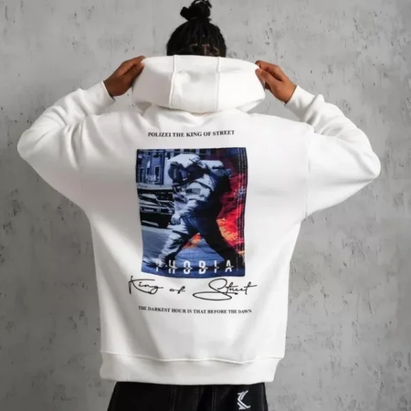 Erkek Astronot Baskılı Kapüşonlu Sweat