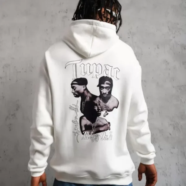 Erkek Kol Ve Etek Ribana Baskılı Kapüşonlu Sweat