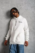 Erkek Kol Ve Etek Ribana Baskılı Kapüşonlu Sweat - Görsel 2