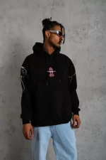 Erkek Maske Baskılı Kapüşonlu Sweat - Görsel 2