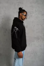 Erkek Maske Baskılı Kapüşonlu Sweat - Görsel 3