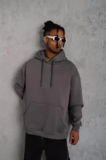 Erkek Düz Kapüşonlu Sweat