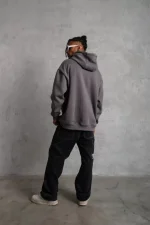 Erkek Düz Kapüşonlu Sweat - Görsel 2