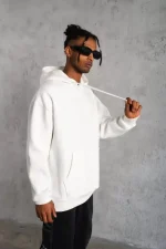 Erkek Düz Kapüşonlu Sweat - Görsel 2