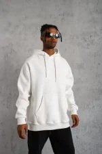 Erkek Düz Kapüşonlu Sweat - Görsel 3