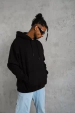 Erkek Düz Kapüşonlu Sweat - Görsel 3