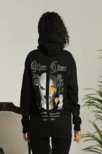 Sırt Baskılı Oversize Üç İplik Kapüşonlu Sweatshirt - Görsel 2