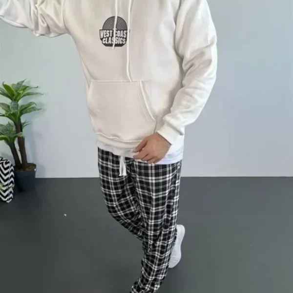 Erkek Baskılı Üç İplik Kapüşonlu Oversize Sweatshirt
