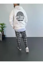 Erkek Baskılı Üç İplik Kapüşonlu Oversize Sweatshirt - Görsel 2