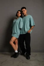 Erkek 24/1 Düz A Kalite Oversize T-shirt - Görsel 2