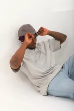 Unisex Oversize Taşlı Bisiklet Yaka T-Shirt - Görsel 3