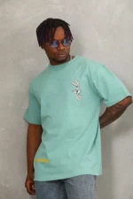 Unisex Oversize Baskılı Bisiklet Yaka T-Shirt - Görsel 3