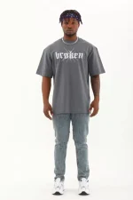 Unisex Oversize Baskılı Bisiklet Yaka T-Shirt - Görsel 4