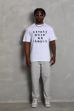 Unisex Oversize Baskılı Bisiklet Yaka T-Shirt - Görsel 3