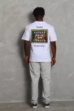 Unisex Oversize Baskılı Bisiklet Yaka T-Shirt - Görsel 4