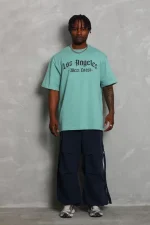 Unisex Oversize Baskılı Bisiklet Yaka T-Shirt - Görsel 2