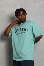 Unisex Oversize Baskılı Bisiklet Yaka T-Shirt - Görsel 4