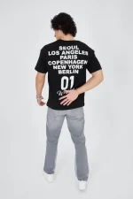 Erkek Bisiklet Yakalı Baskılı T-Shirt