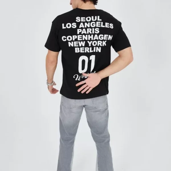 Erkek Bisiklet Yakalı Baskılı T-Shirt