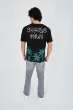 Erkek Baskılı Bisiklet Yaka T-Shirt - Görsel 2