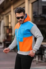 Erkek W Nakış İşlemeli Kapüşonlu Sweatshirt