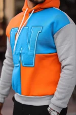 Erkek W Nakış İşlemeli Kapüşonlu Sweatshirt - Görsel 2