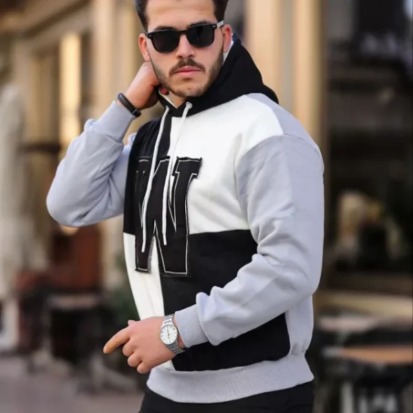 Erkek W Nakış İşlemeli Kapüşonlu Sweatshirt