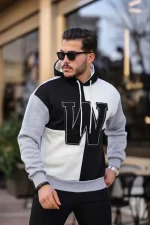 Erkek W Nakış İşlemeli Kapüşonlu Sweatshirt - Görsel 2