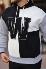 Erkek W Nakış İşlemeli Kapüşonlu Sweatshirt - Görsel 3