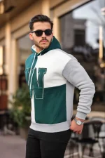 Erkek W Nakış İşlemeli Kapüşonlu Sweatshirt