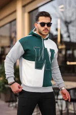 Erkek W Nakış İşlemeli Kapüşonlu Sweatshirt - Görsel 2