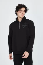 Erkek Yarım Fermuarlı Baskılı Sweat - Görsel 2