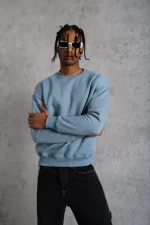 Erkek Düz Bisiklet Yaka Sweat