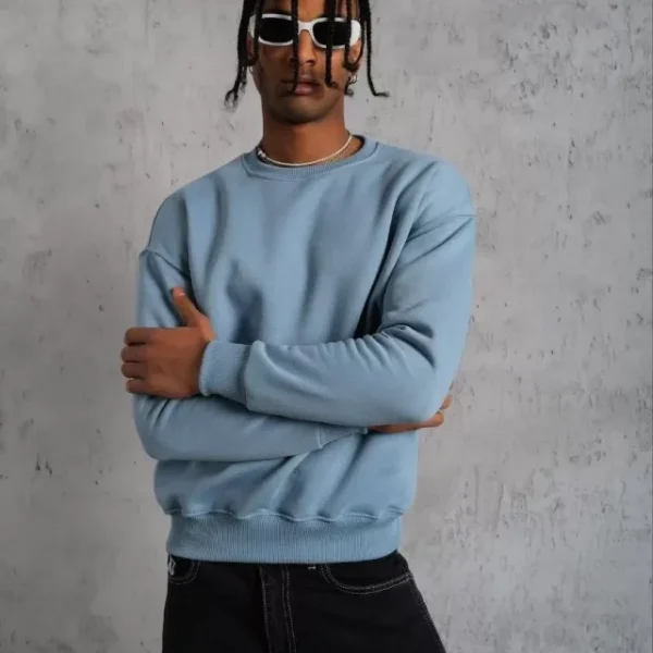 Erkek Düz Bisiklet Yaka Sweat