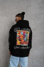Erkek 93 Dijital Parça Baskılı Kapşonlu Sweat