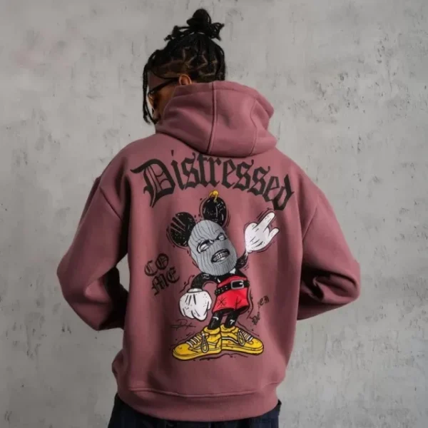 Erkek Üç İplik Baskılı Kapüşonlu Sweat