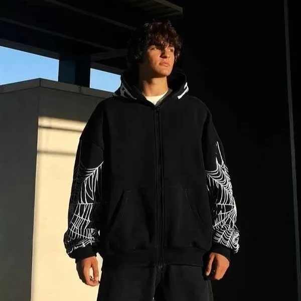 Erkek Bape Spider Baskılı Oversize Hırka