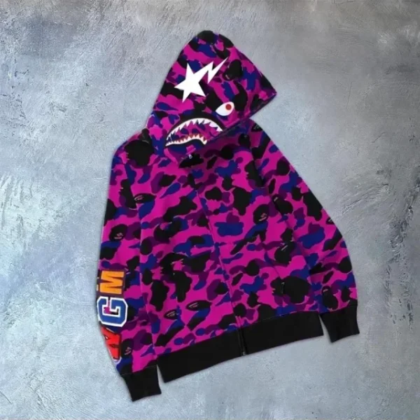 Erkek 2 İplik Bape Kapüşonu Fermuarlı Hırka