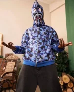 Erkek 2 İplik Bape Kapüşonu Fermuarlı Hırka - Görsel 2